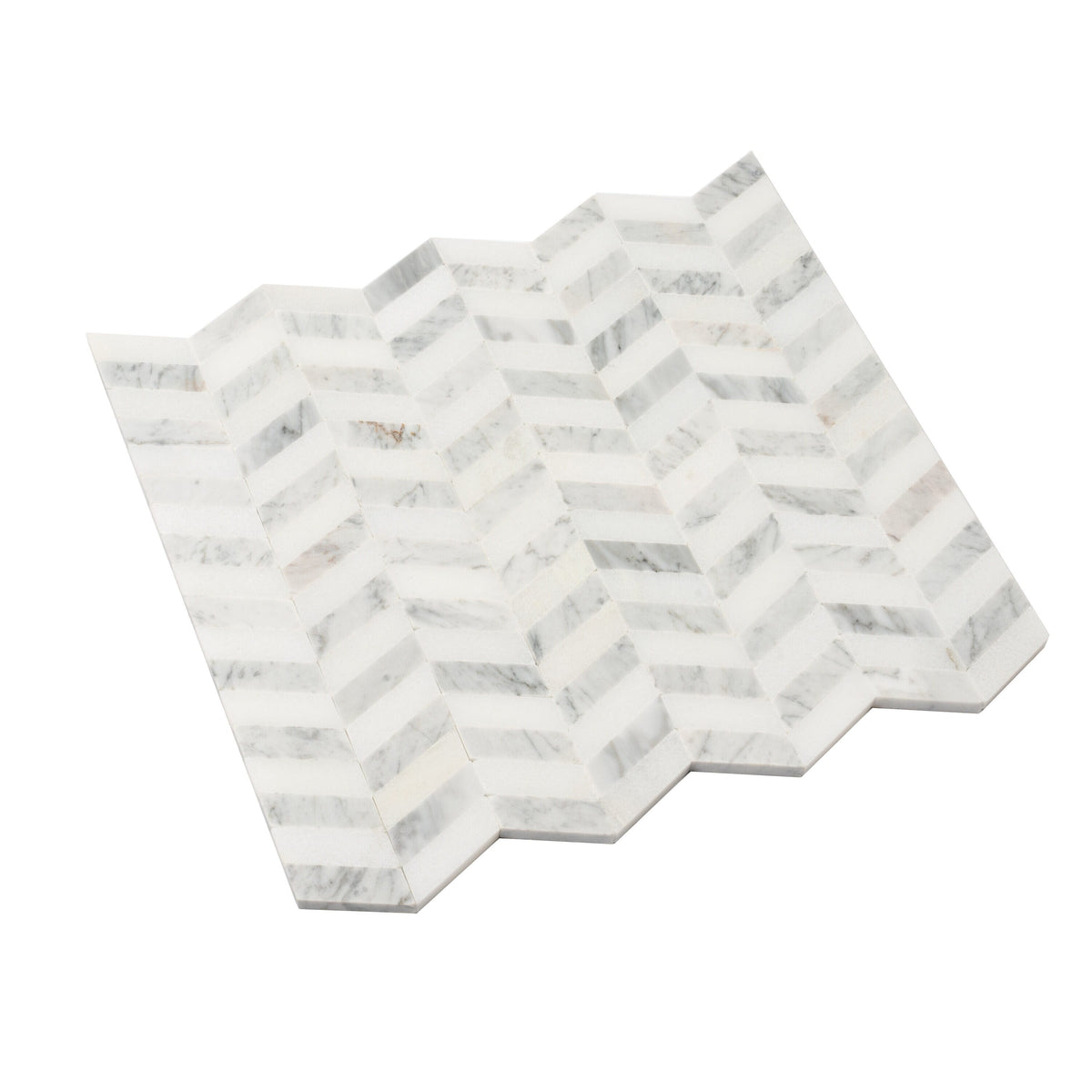 Apollo Tile Athens White and Gray 11-in x 13-in Polished Natural Stone Marble Chevron Marble Look Floor and Wall Tile (5.15-sq. ft/ Carton)