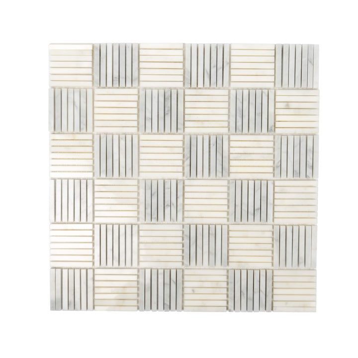 Apollo Tile (Sample) White, Grey 4-in x 4-in Polished Marble Uniform Squares Marble Look Floor and Wall Tile