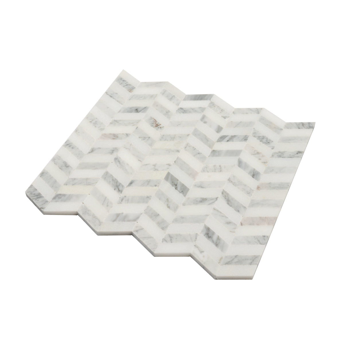 Apollo Tile Athens White and Gray 11-in x 13-in Polished Natural Stone Marble Chevron Marble Look Floor and Wall Tile (5.15-sq. ft/ Carton)