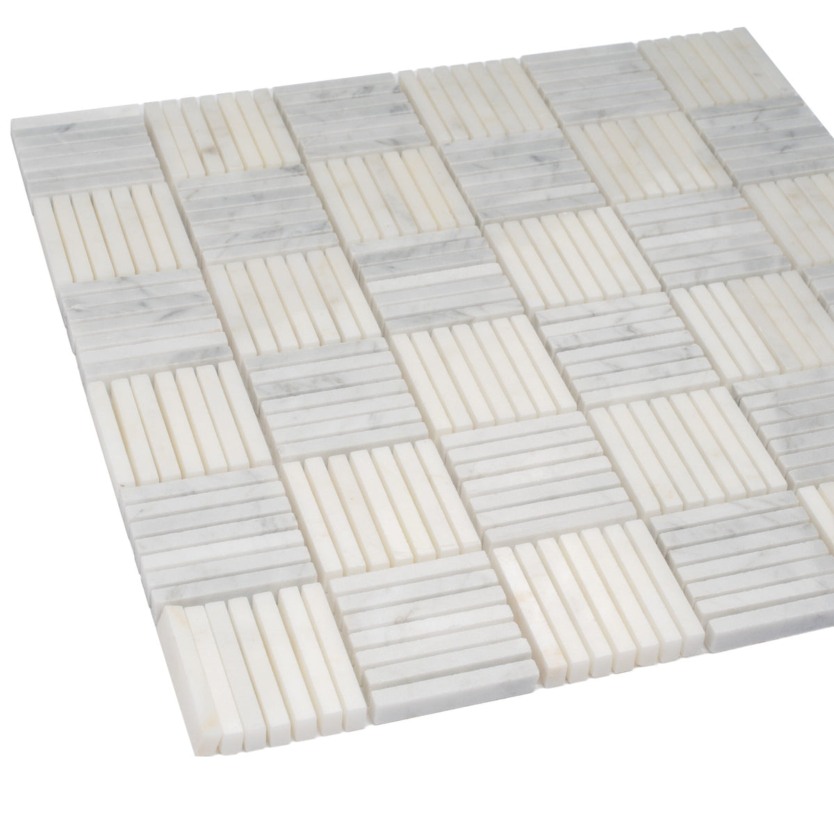 Apollo Tile (Sample) White, Grey 4-in x 4-in Polished Marble Uniform Squares Marble Look Floor and Wall Tile