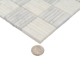 Apollo Tile (Sample) White, Grey 4-in x 4-in Polished Marble Uniform Squares Marble Look Floor and Wall Tile