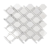 Apollo Tile (Sample) Athens White 4-in x 4-in Polished Marble Basketweave Mosaic Wall Tile