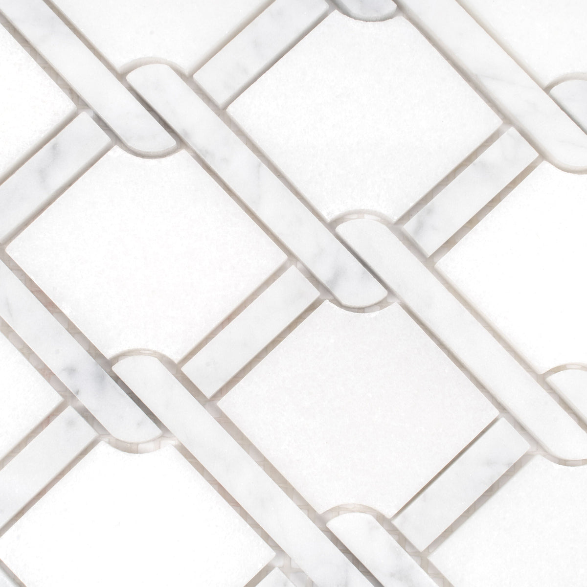 Apollo Tile (Sample) Athens White 4-in x 4-in Polished Marble Basketweave Mosaic Wall Tile