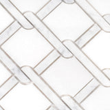 Apollo Tile (Sample) Athens White 4-in x 4-in Polished Marble Basketweave Mosaic Wall Tile