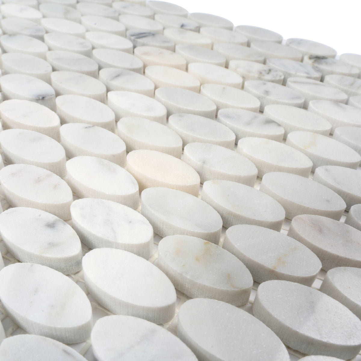 Apollo Tile (Sample) Athens White 4-in x 4-in Polished Marble Circular Mosaic Wall Tile