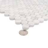 Apollo Tile White 11-in x 12-in Polished Natural Stone Marble Penny Round Marble Look Floor and Wall Tile (4.83-sq. ft/ Carton)