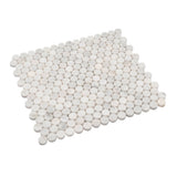 Apollo Tile White 11-in x 12-in Polished Natural Stone Marble Penny Round Marble Look Floor and Wall Tile (4.83-sq. ft/ Carton)