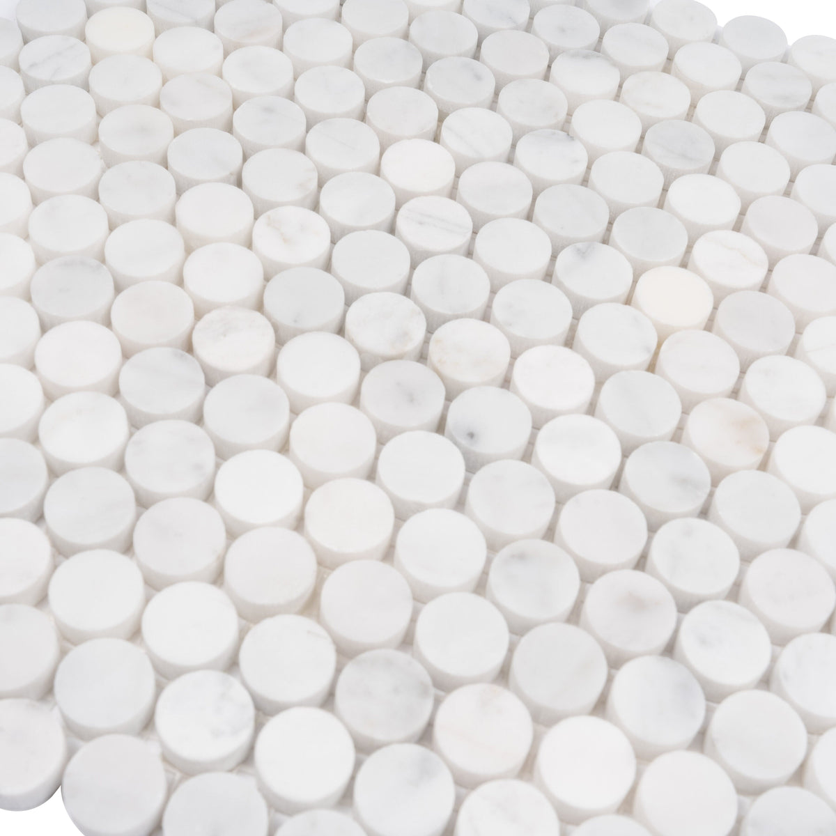 Apollo Tile White 11-in x 12-in Polished Natural Stone Marble Penny Round Marble Look Floor and Wall Tile (4.83-sq. ft/ Carton)