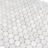 Apollo Tile White 11-in x 12-in Polished Natural Stone Marble Penny Round Marble Look Floor and Wall Tile (4.83-sq. ft/ Carton)