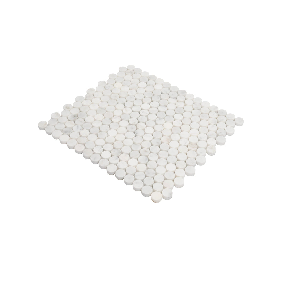 Apollo Tile White 11-in x 12-in Polished Natural Stone Marble Penny Round Marble Look Floor and Wall Tile (4.83-sq. ft/ Carton)