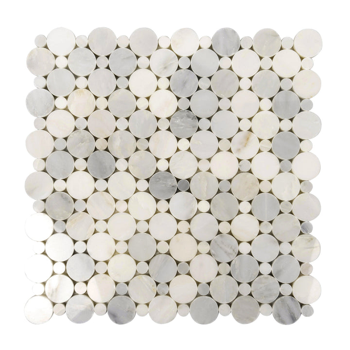 Apollo Tile Athens White 12-in x 12-in Polished Natural Stone Marble Penny Round Marble Look Floor and Wall Tile (4.83-sq. ft/ Carton)