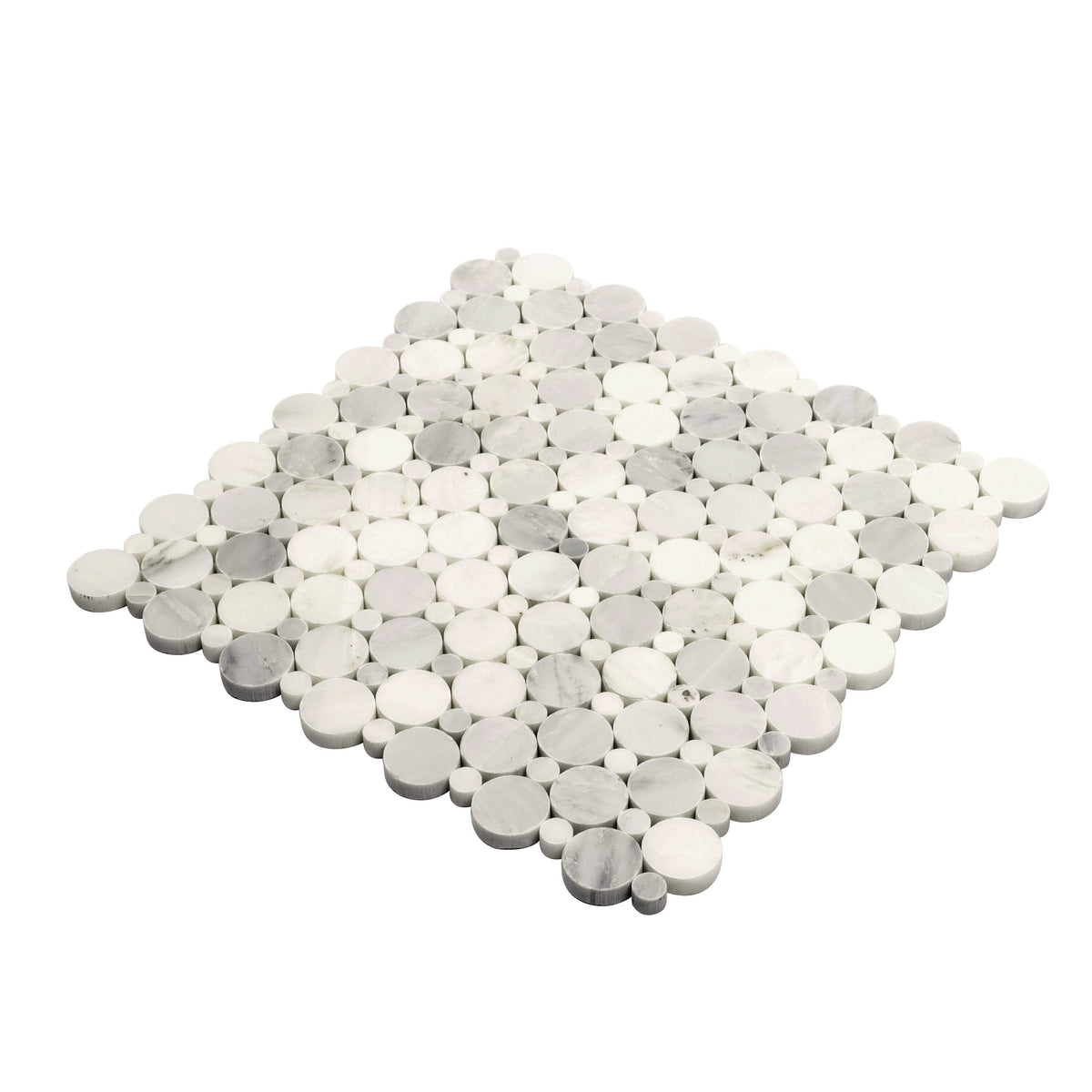 Apollo Tile Athens White 12-in x 12-in Polished Natural Stone Marble Penny Round Marble Look Floor and Wall Tile (4.83-sq. ft/ Carton)