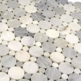 Apollo Tile Athens White 12-in x 12-in Polished Natural Stone Marble Penny Round Marble Look Floor and Wall Tile (4.83-sq. ft/ Carton)