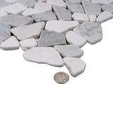 Apollo Tile (Sample) Athens White and Gray 4-in x 4-in Polished Marble Pebble Mosaic Floor and Wall Tile