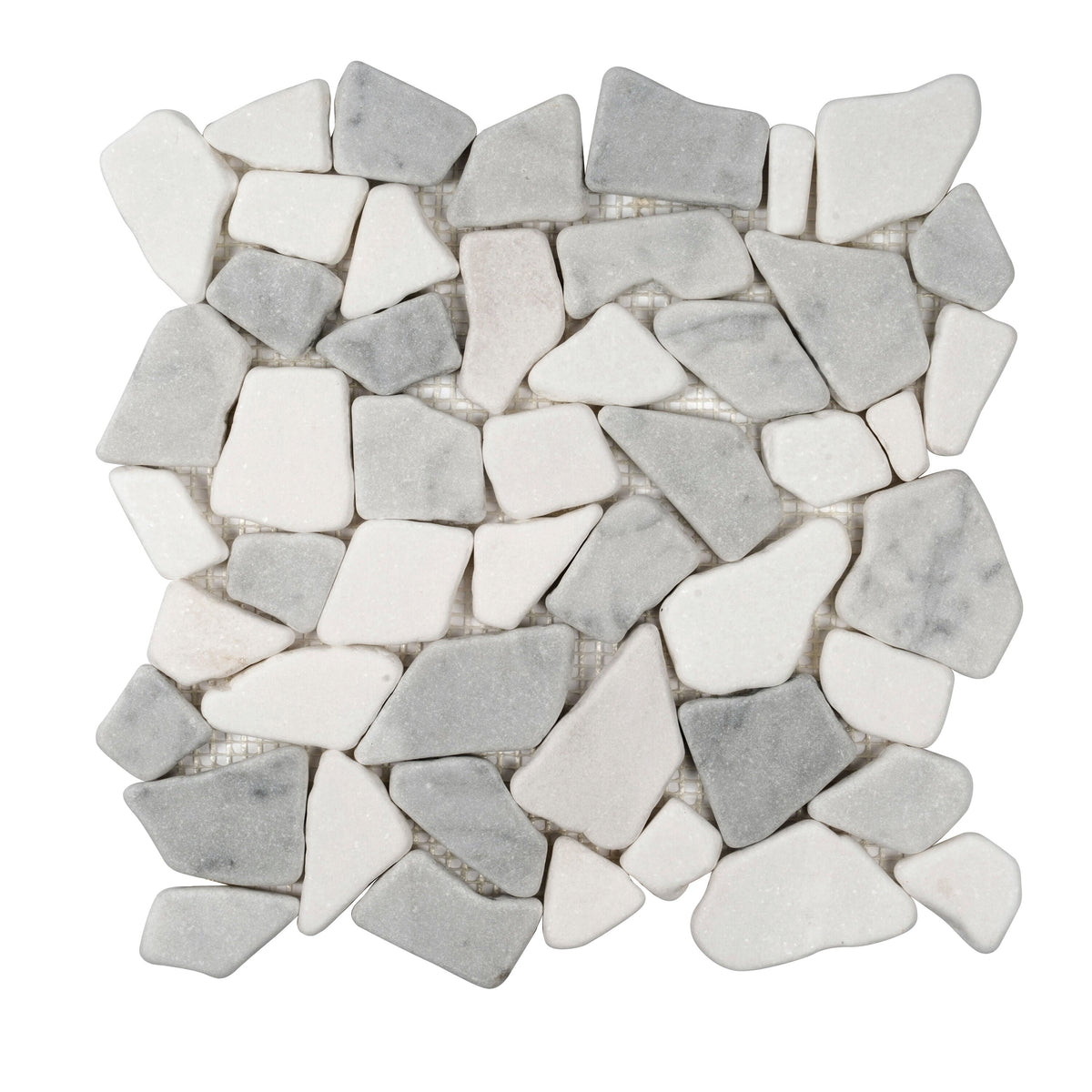 Apollo Tile (Sample) Athens White and Gray 4-in x 4-in Polished Marble Pebble Mosaic Floor and Wall Tile