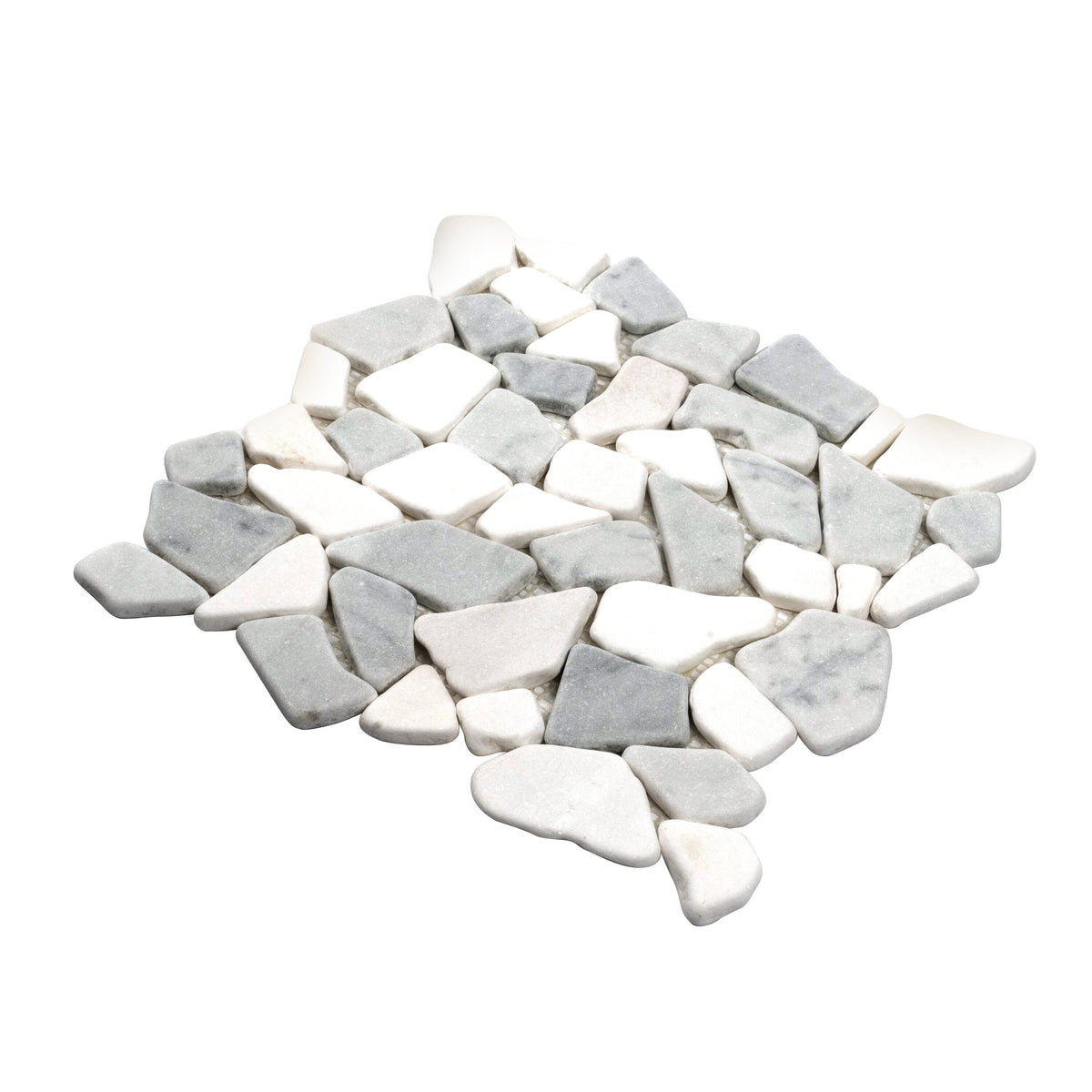 Apollo Tile (Sample) Athens White and Gray 4-in x 4-in Polished Marble Pebble Mosaic Floor and Wall Tile