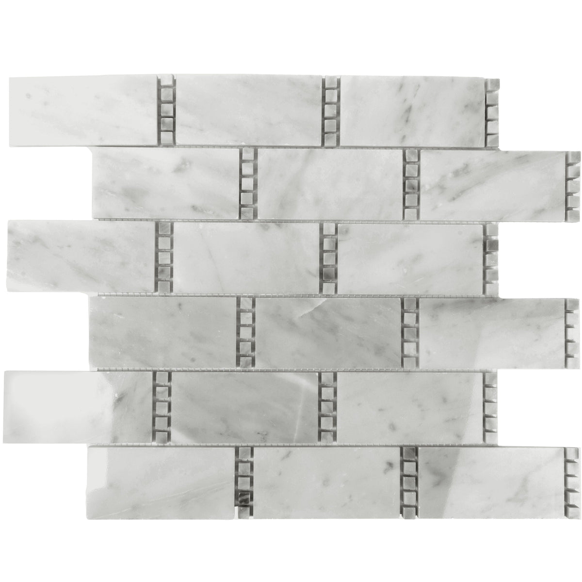 Apollo Tile (Sample) Athens White and Gray 4-in x 4-in Polished Marble Brick Mosaic Wall Tile