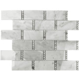 Apollo Tile (Sample) Athens White and Gray 4-in x 4-in Polished Marble Brick Mosaic Wall Tile