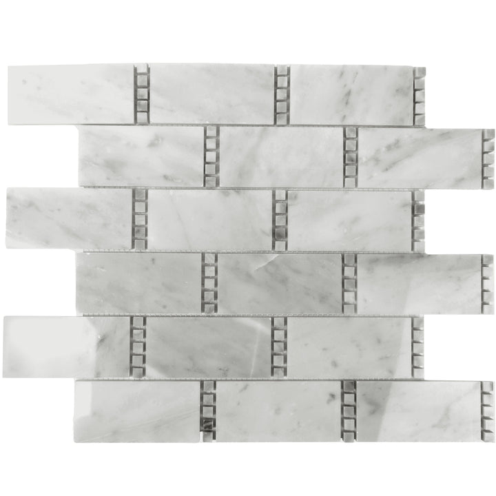Apollo Tile (Sample) Athens White and Gray 4-in x 4-in Polished Marble Brick Mosaic Wall Tile