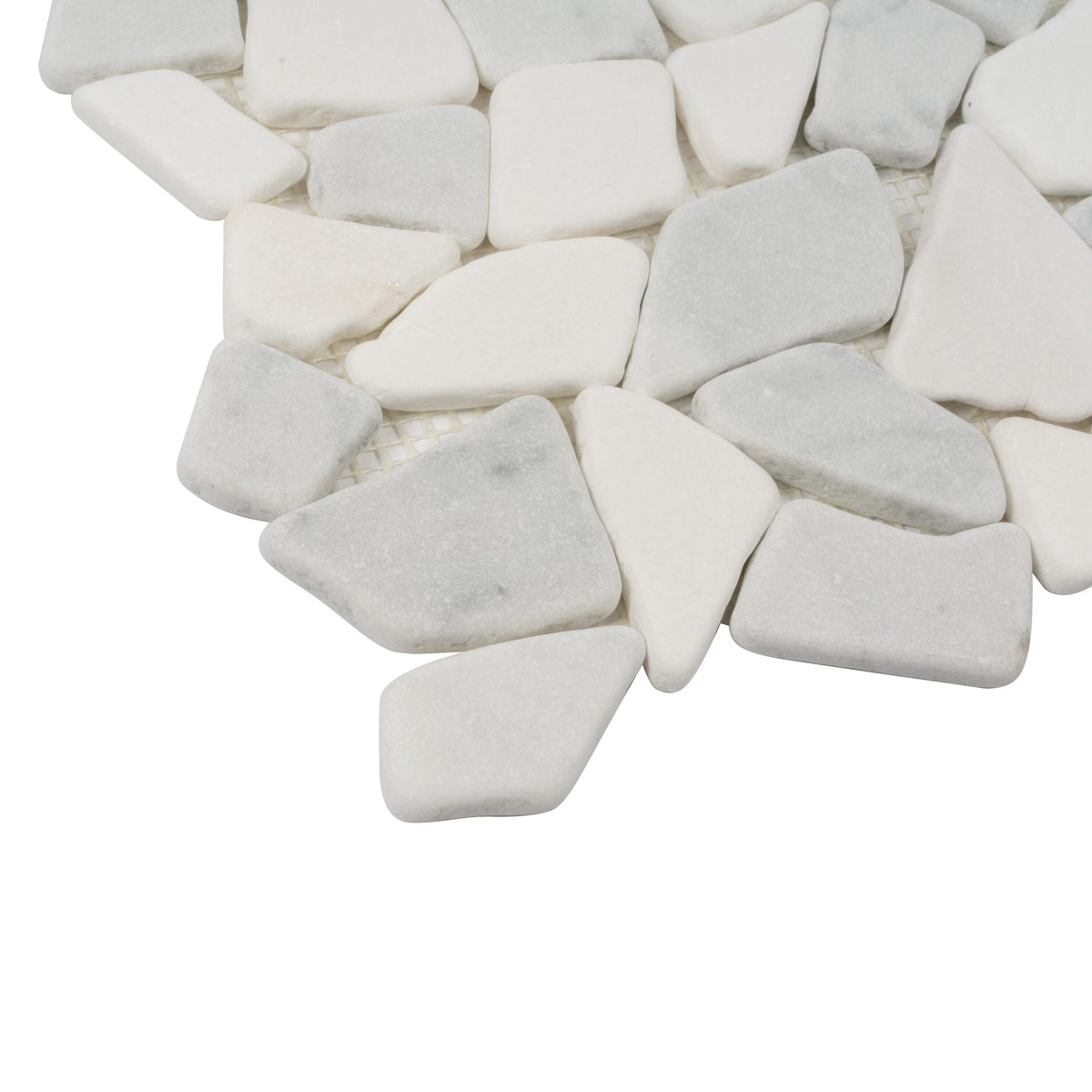 Apollo Tile (Sample) Athens White and Gray 4-in x 4-in Polished Marble Pebble Mosaic Floor and Wall Tile