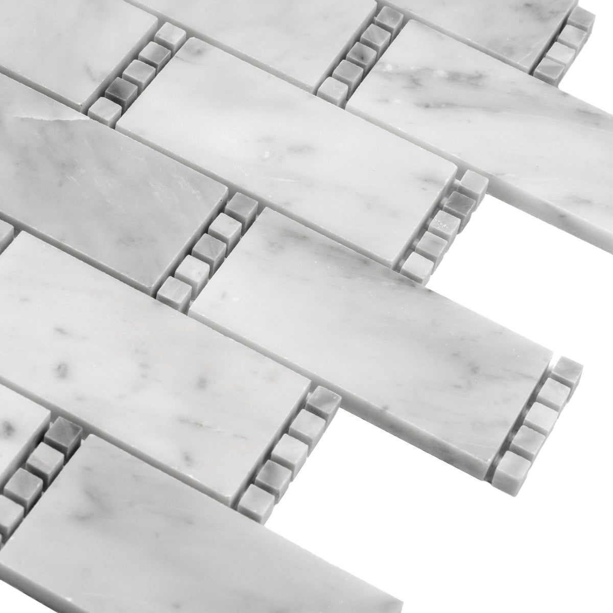 Apollo Tile (Sample) Athens White and Gray 4-in x 4-in Polished Marble Brick Mosaic Wall Tile