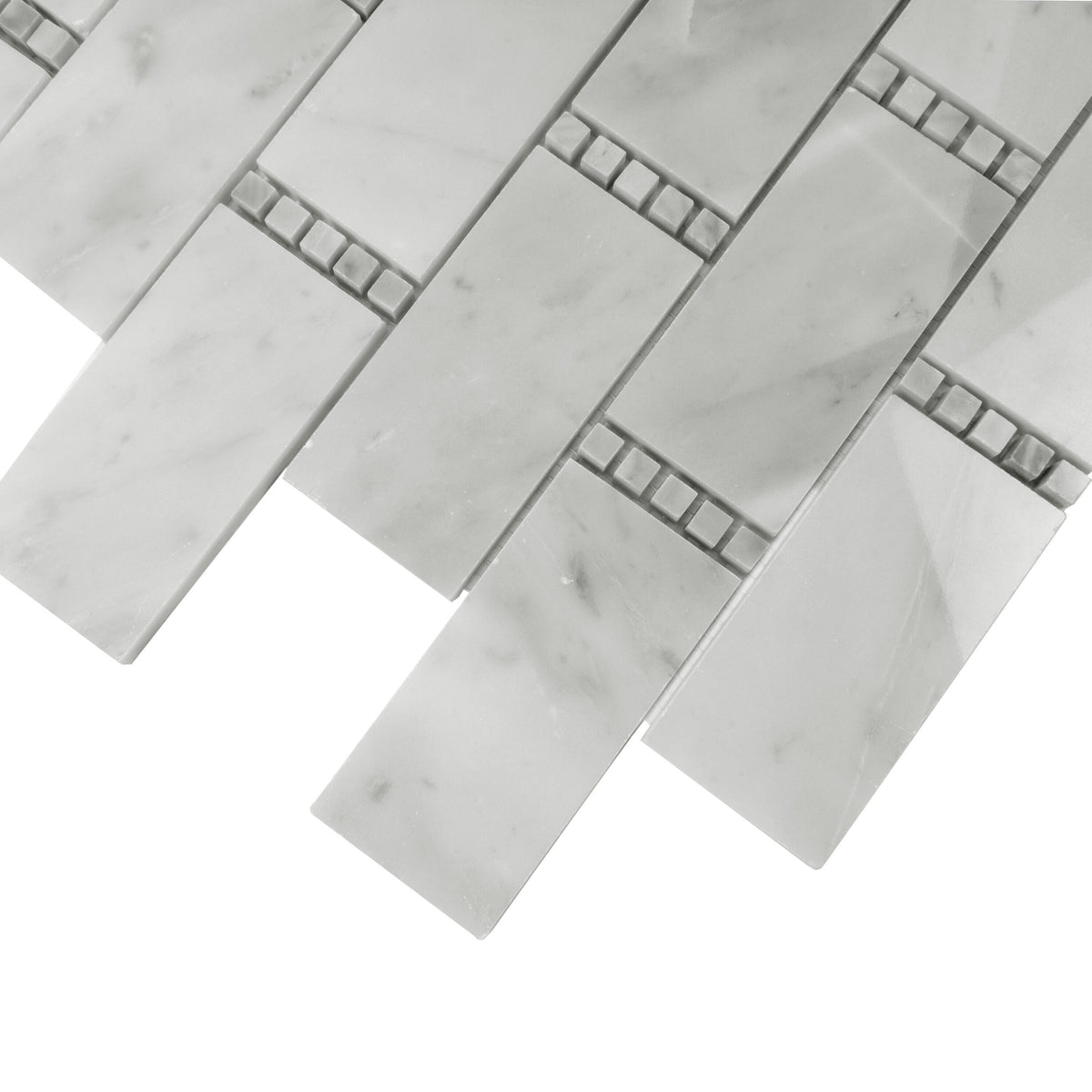 Apollo Tile (Sample) Athens White and Gray 4-in x 4-in Polished Marble Brick Mosaic Wall Tile