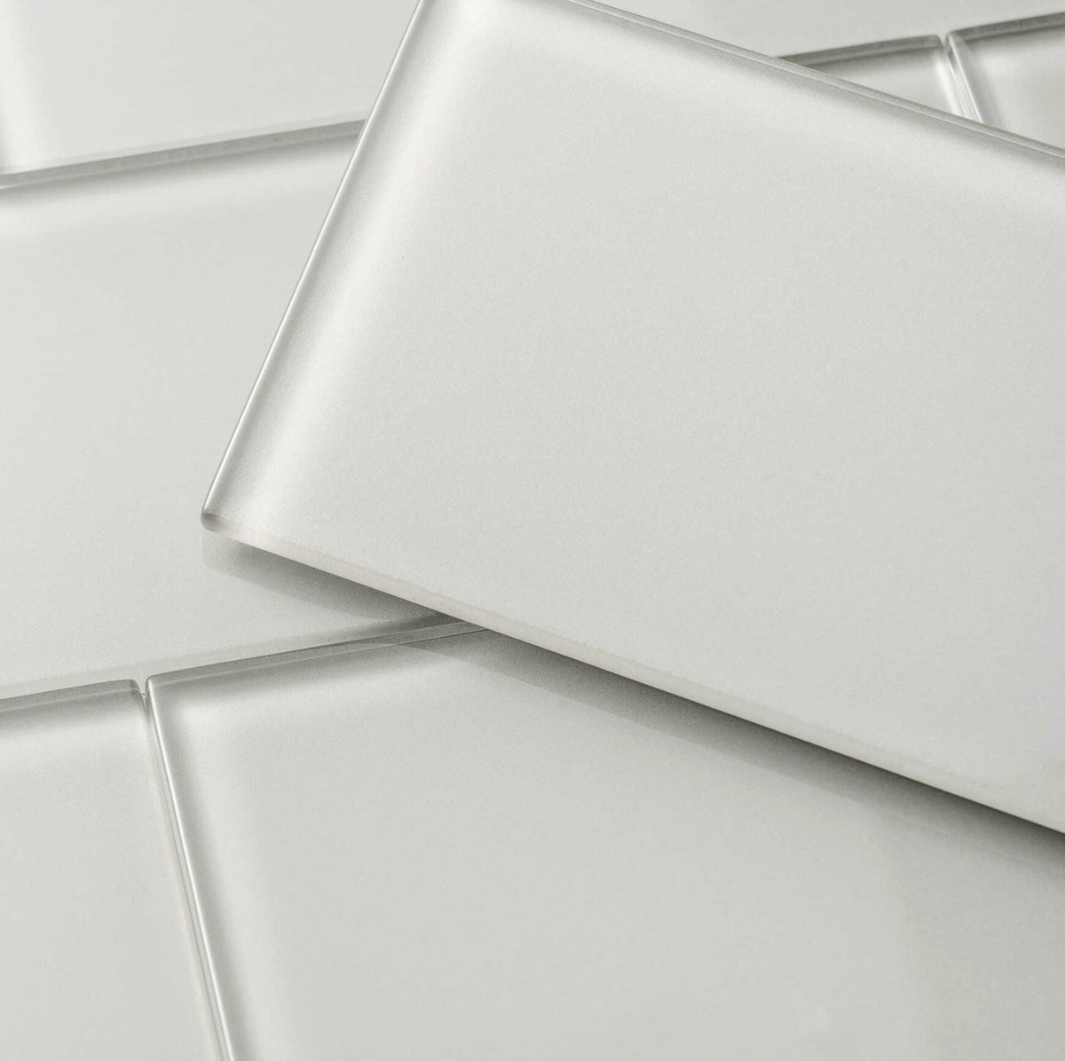 Giorbello (Sample) Glass Subway Light Gray 3-in x 9-in Glossy Glass Tile