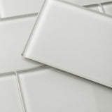 Giorbello (Sample) Glass Subway Light Gray 3-in x 9-in Glossy Glass Tile