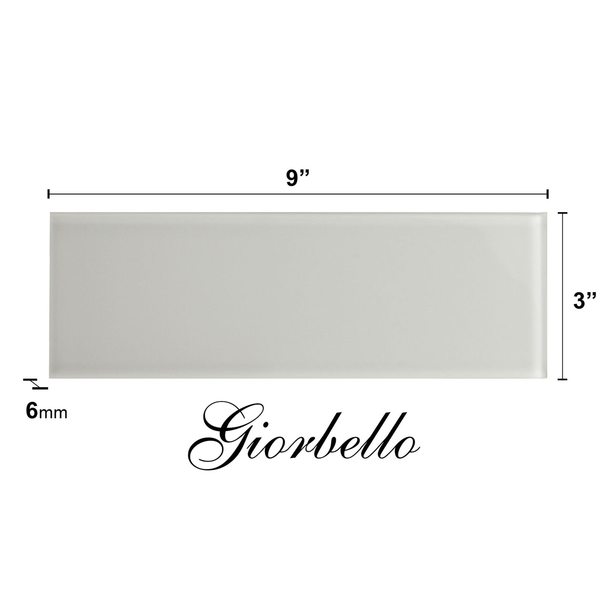 Giorbello Classic Premium Light Gray 3-in x 9-in Glossy Glass Subway Wall Tile (5-sq. ft/ Carton)