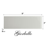 Giorbello Classic Premium Light Gray 3-in x 9-in Glossy Glass Subway Wall Tile (5-sq. ft/ Carton)