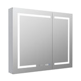 WELLFOR 36-in x 30-in Lighted LED Fog Free Surface Mount Aluminum Mirrored Soft Close Medicine Cabinet with Outlet