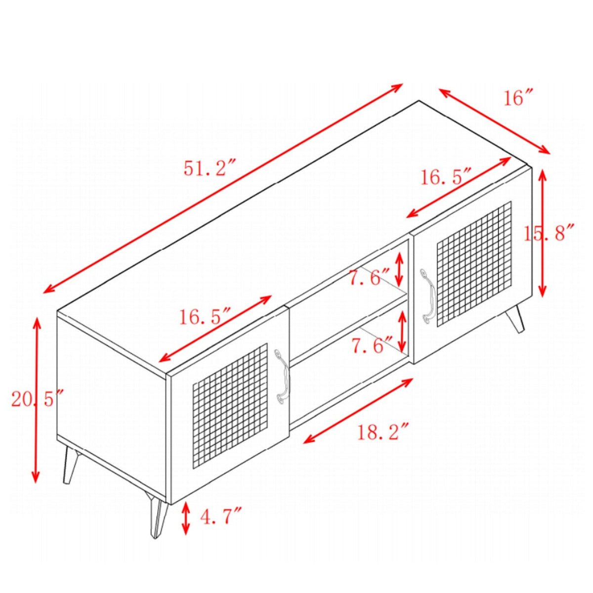 GZMR Oak TV Cabinet with Rattan Net Modern/Contemporary Oak Tv Cabinet (Accommodates)