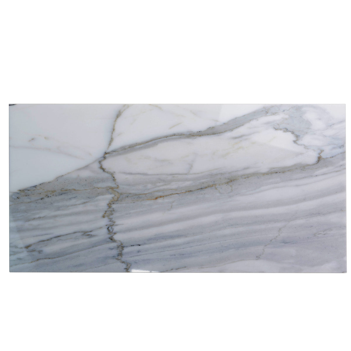 Apollo Tile (Sample) Floor and Wall Tile White and Gray 4-in x 4-in Honed Marble Subway Floor and Wall Tile
