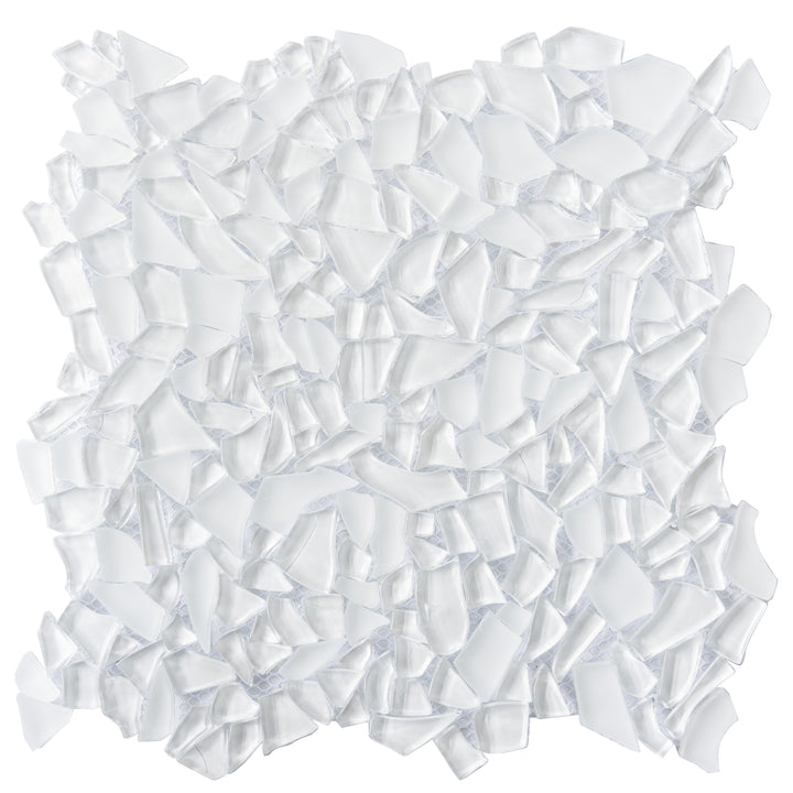 Apollo Tile (Sample) White 4-in x 4-in Glossy Glass Diamond Stone Look Floor and Wall Tile