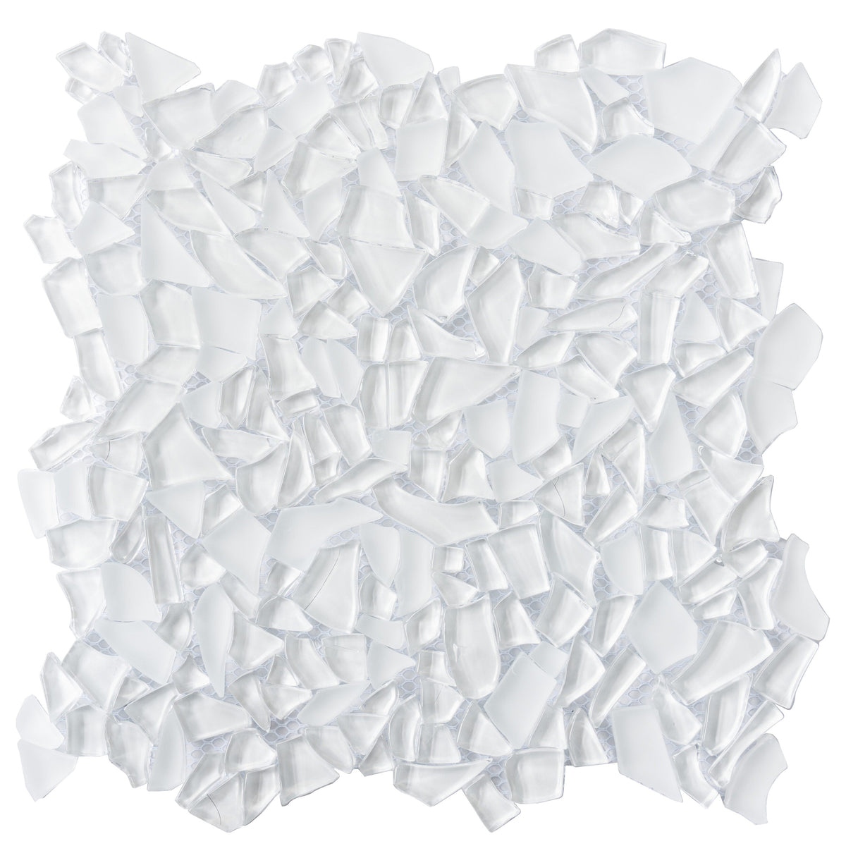 Apollo Tile (Sample) White 4-in x 4-in Glossy Glass Diamond Stone Look Floor and Wall Tile