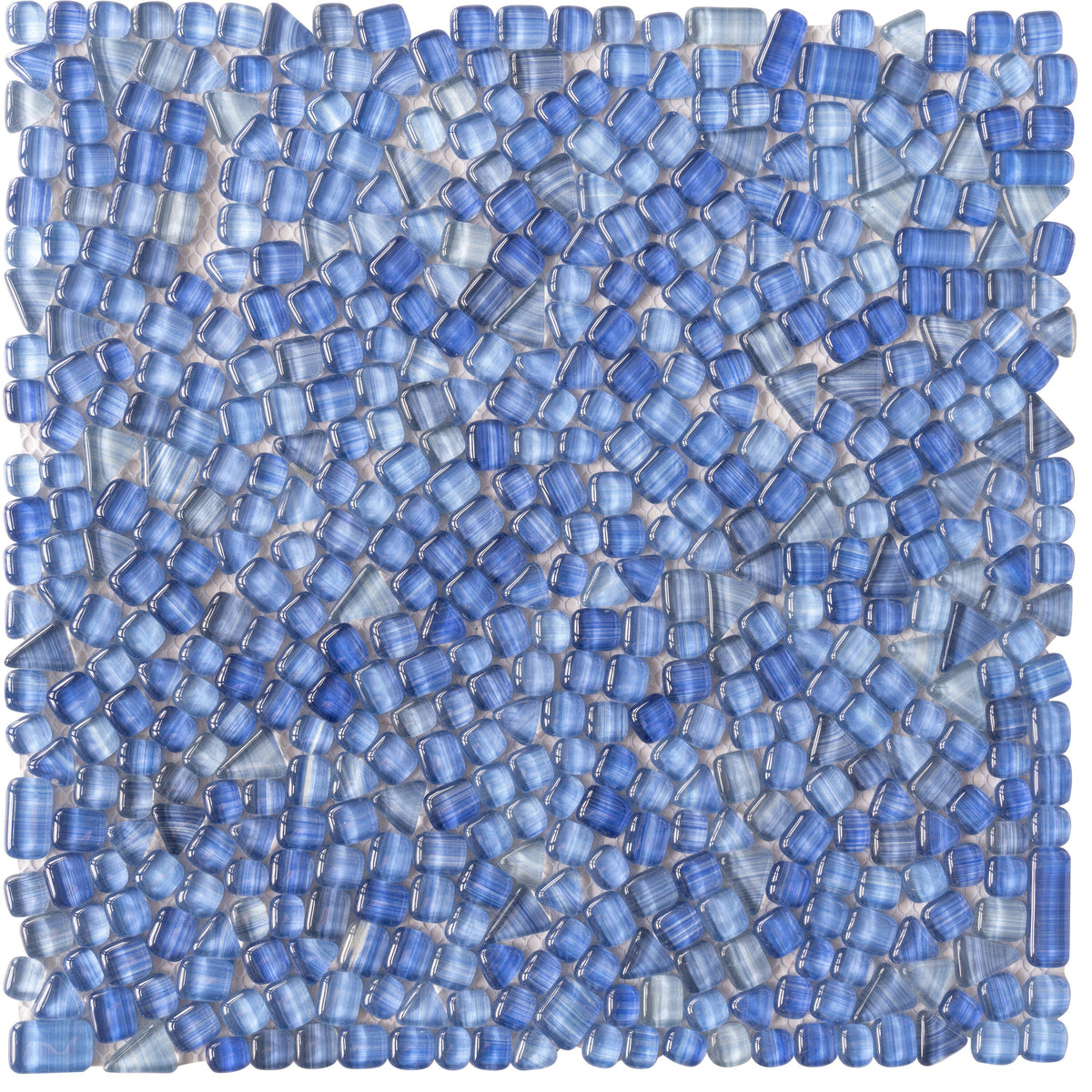 Apollo Tile Bijou Neon Blue 12-in x 12-in Honed Glass Patterned Mosaic Floor and Wall Tile product image