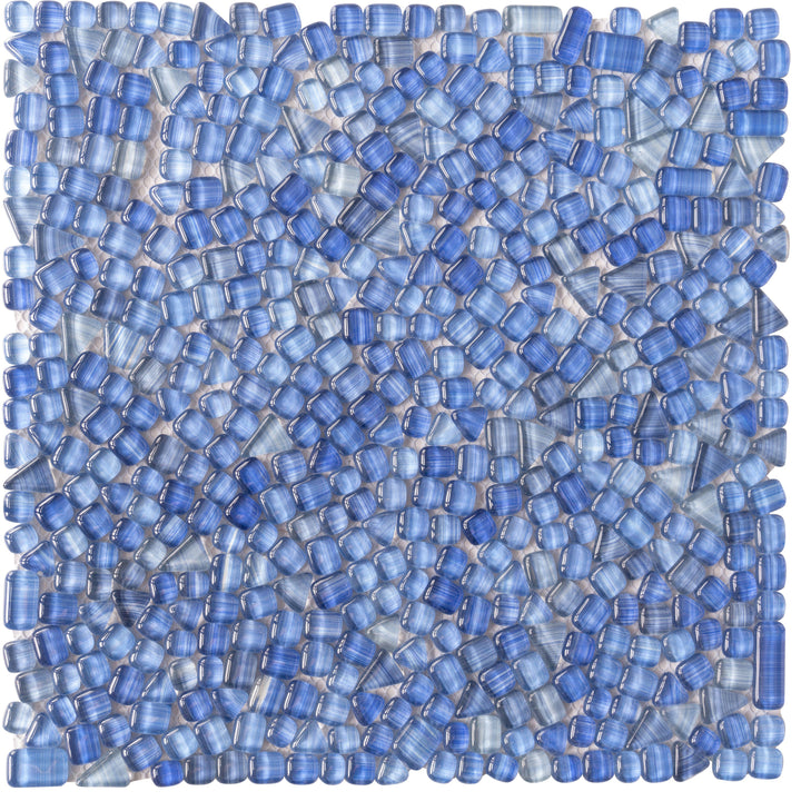 Apollo Tile Bijou Neon Blue 12-in x 12-in Honed Glass Patterned Mosaic Floor and Wall Tile product image