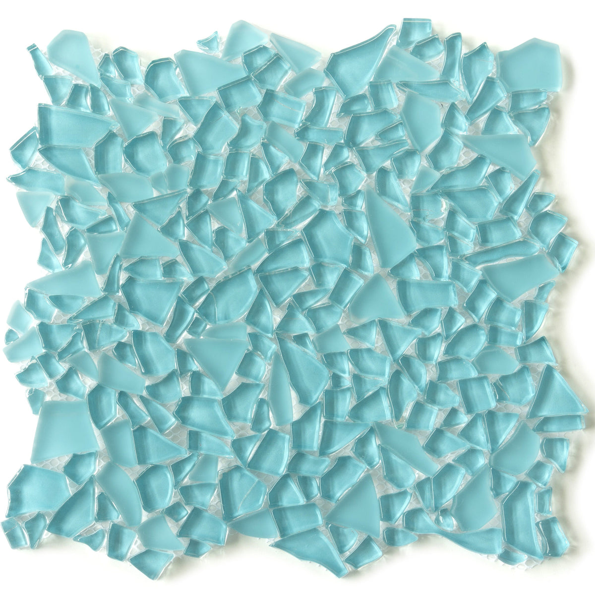 Apollo Tile Bijou Blue 12-in x 12-in Honed Glass Pebble Floor and Wall Tile (4.36-sq. ft/ Carton)
