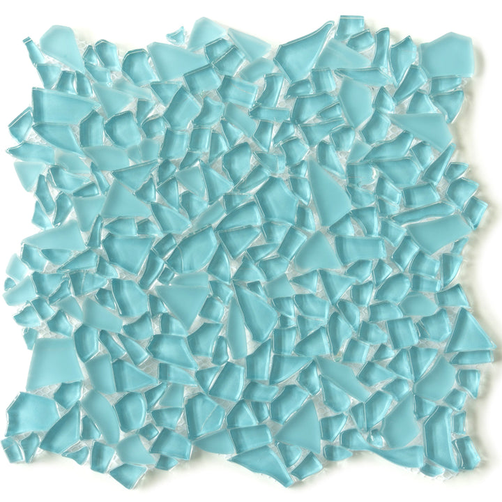 Apollo Tile Bijou Blue 12-in x 12-in Honed Glass Pebble Floor and Wall Tile (4.36-sq. ft/ Carton)