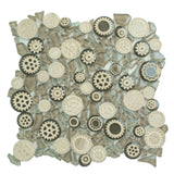 Apollo Tile (Sample) Wall Brown 4-in x 4-in Glossy Glass Circular Patterned Wall Tile