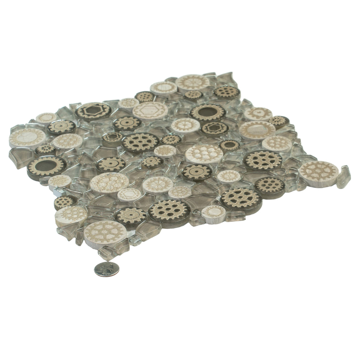 Apollo Tile (Sample) Wall Brown 4-in x 4-in Glossy Glass Circular Patterned Wall Tile
