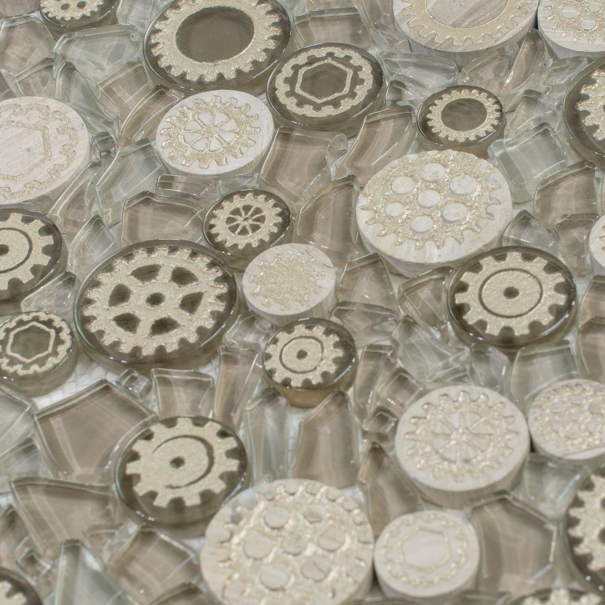 Apollo Tile (Sample) Wall Brown 4-in x 4-in Glossy Glass Circular Patterned Wall Tile