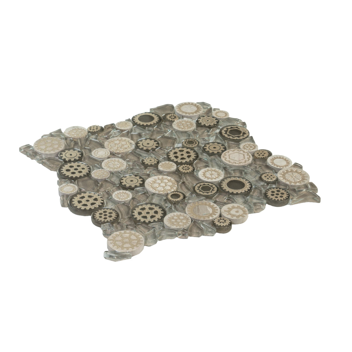 Apollo Tile (Sample) Wall Brown 4-in x 4-in Glossy Glass Circular Patterned Wall Tile