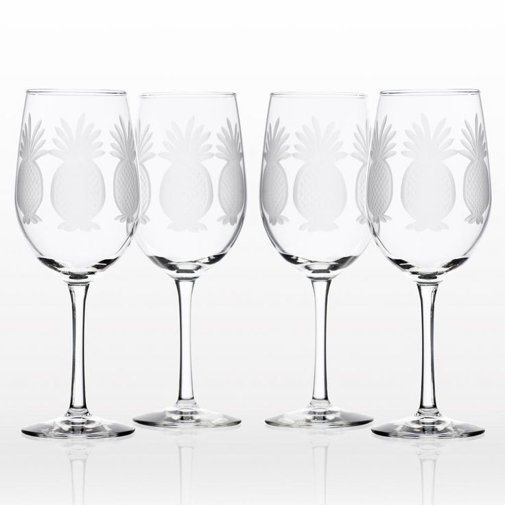 Pineapple 12 oz. Clear White Wine Glass (Set of 4)