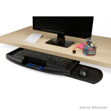 Under Desk Keyboard Holder with Closable Writing Utensil Compartment, Black - Super Arbor