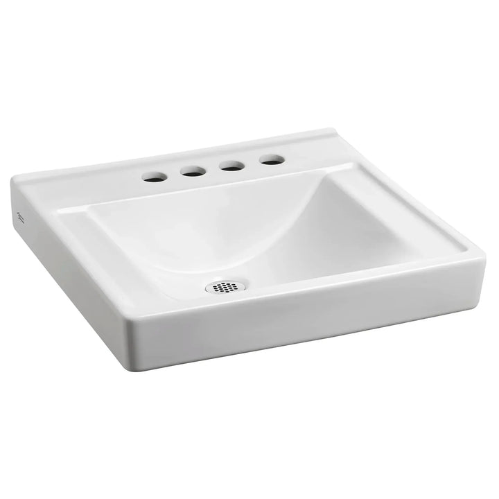 American Standard Decorum EverClean 20 in. x 18 in. Wall-Hung Bathroom Sink, 4 in. Centerset, Extra Right-Hand Hole, White