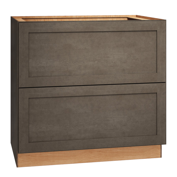 Diamond Express Jamestown 36-in W x 34.5-in H x 24-in D Colt Brown 2-Drawer Base Fully Assembled Plywood Cabinet (Recessed Panel Shaker Style)