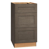 Diamond Express Jamestown 18-in W x 34.5-in H x 24-in D Colt Brown 3-Drawer Base Fully Assembled Plywood Cabinet (Recessed Panel Shaker Style)