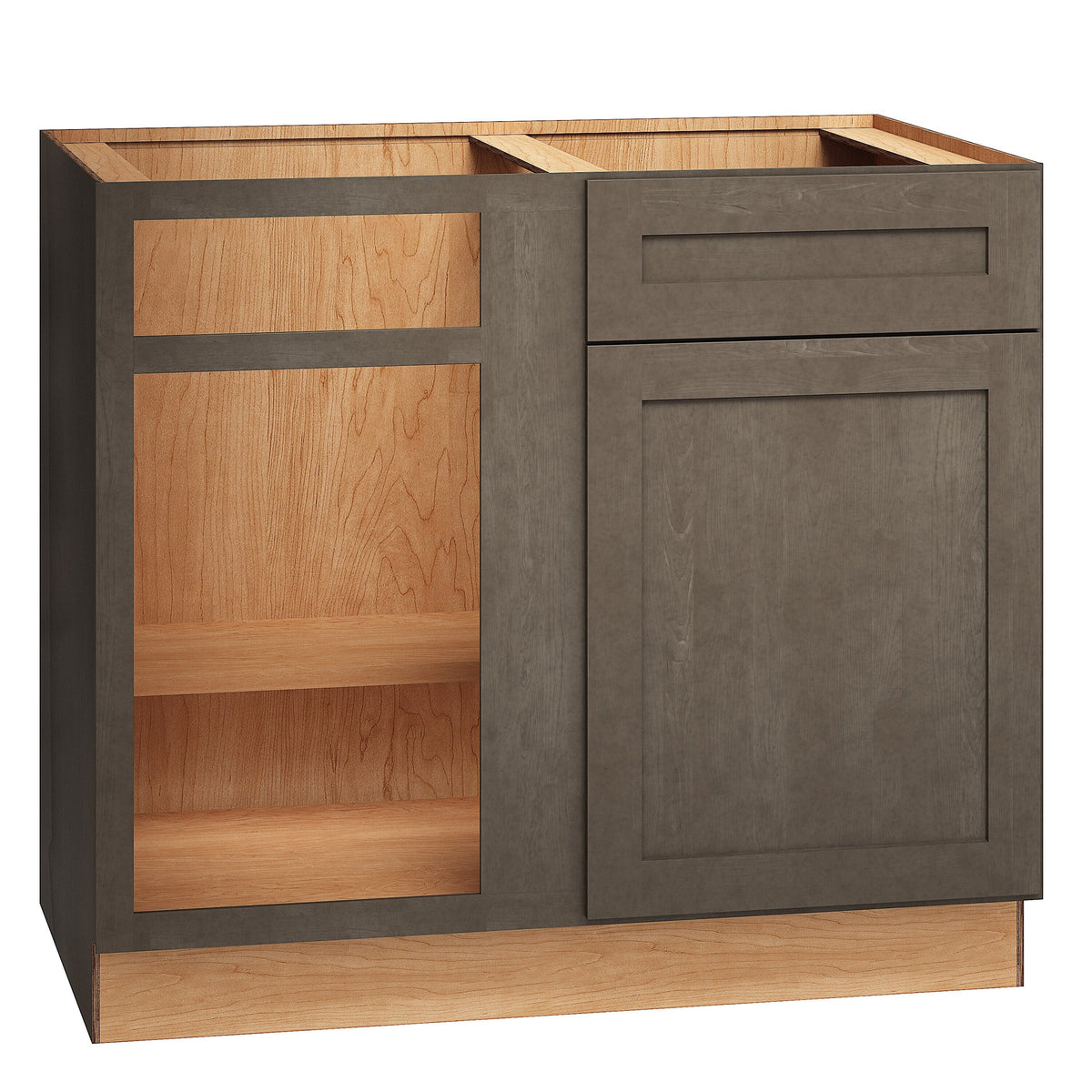 Diamond Express Jamestown 42-in W x 34.5-in H x 24-in D Colt Brown Blind 1-Drawer Corner Base Fully Assembled Plywood Cabinet (Recessed Panel Shaker Style)