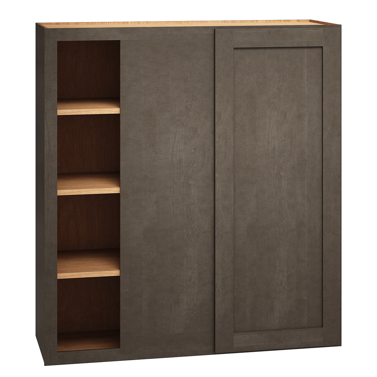 Diamond Express Jamestown 30-in W x 39-in H x 12-in D Colt Brown Blind Corner Wall Fully Assembled Plywood Cabinet (Recessed Panel Square Style)